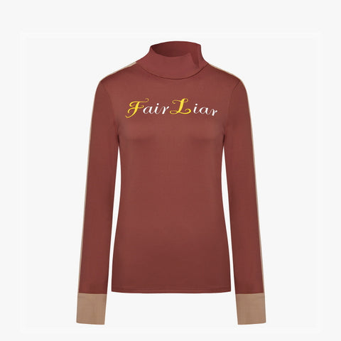 FAIRLIAR LONG SLEEVE TURTLENECK T-SHIRT(BROWN)