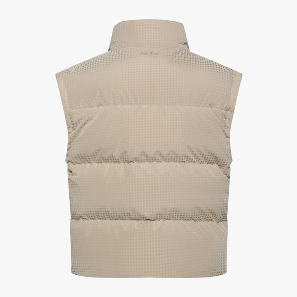 GINGHAM CHECK SHORT DOWN VEST(BEIGE)