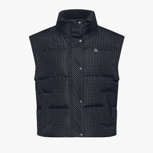 GINGHAM CHECK SHORT DOWN VEST(BLACK)