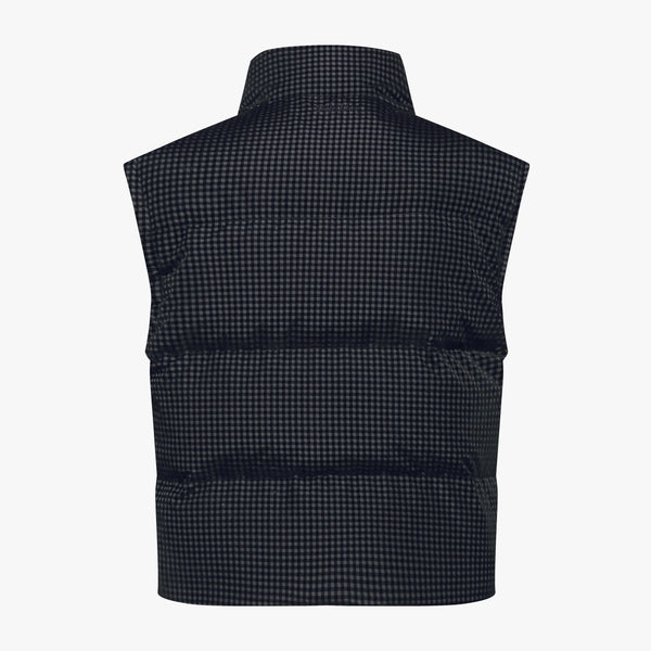 GINGHAM CHECK SHORT DOWN VEST(BLACK)