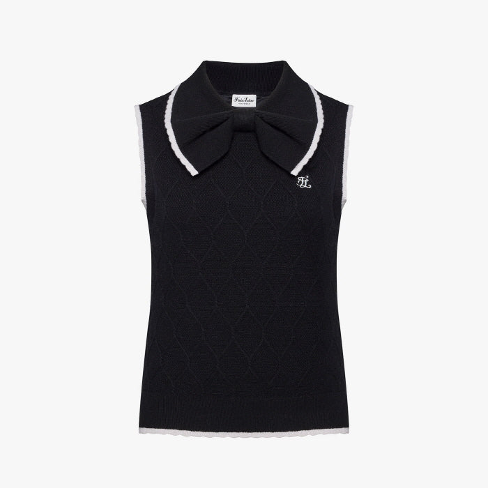 WINDPROOF RIBBON KNIT VEST(BLACK)