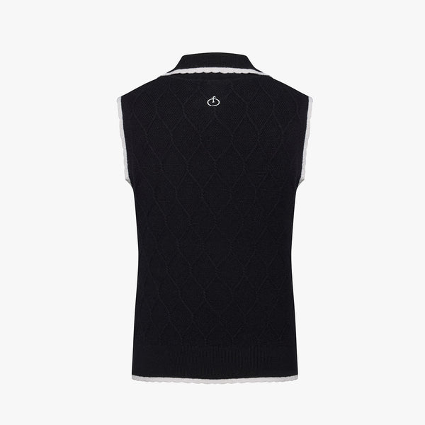 WINDPROOF RIBBON KNIT VEST(BLACK)