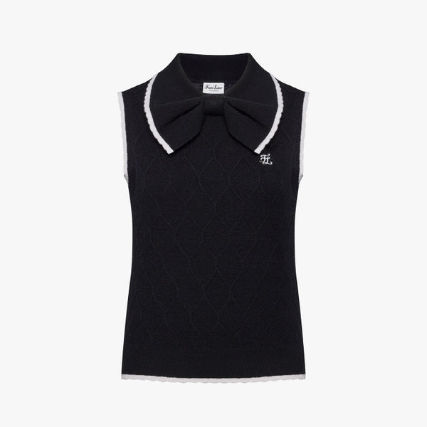 WINDPROOF RIBBON KNIT VEST(BLACK)