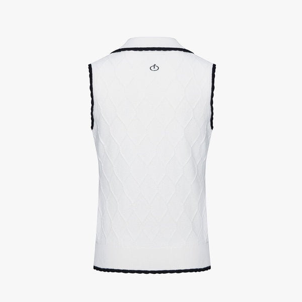 WINDPROOF RIBBON KNIT VEST(WHITE)
