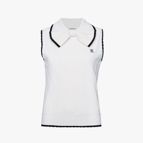 WINDPROOF RIBBON KNIT VEST(WHITE)