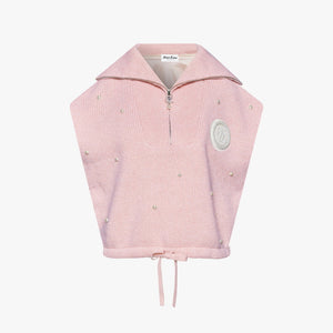 WINDPROOF HALF ZIP-UP KNIT VEST(PINK CHORAL)