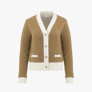 V-NECK COLOR BLOCK WINDBREAKER CARDIGAN(BEIGE)