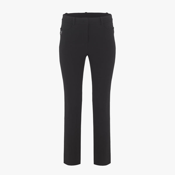 CROPPED SLIM FIT FLEECE PANTS (BLACK)