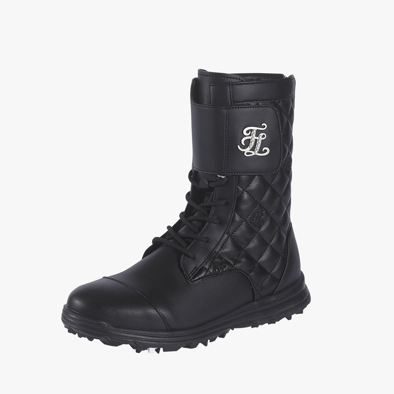 BACK ZIPPER QUILTED BOOTS(BLACK)