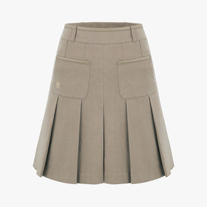 TWO-POCKET PLEATED FLEECE SKIRT(BEIGE)