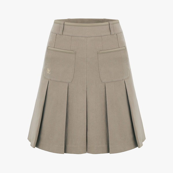 TWO-POCKET PLEATED FLEECE SKIRT(BEIGE)