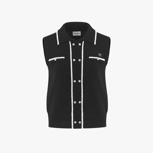 DOUBLE BUTTON WINDPROOF VEST(BLACK)