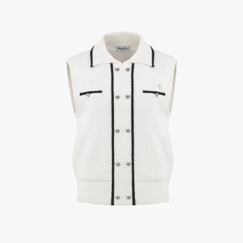 DOUBLE BUTTON WINDPROOF VEST(IVORY)