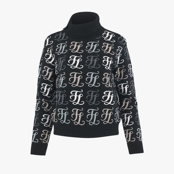 TURTLENECK JACQUARD KNIT(BLACK)