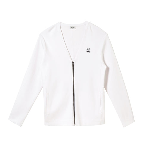 Fl MEN'S Zip Up Cardigan (White)