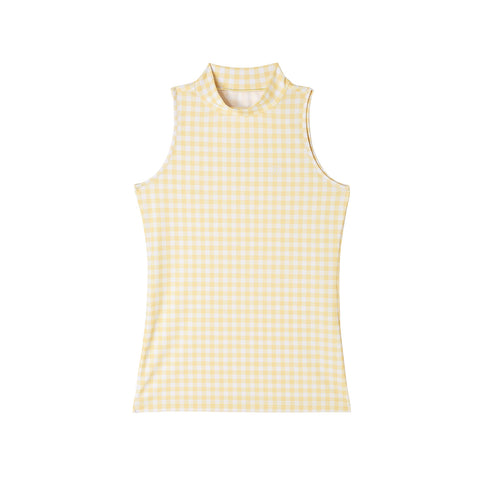 Gingham Sleeveless Turtleneck (Gingham (Lemon))