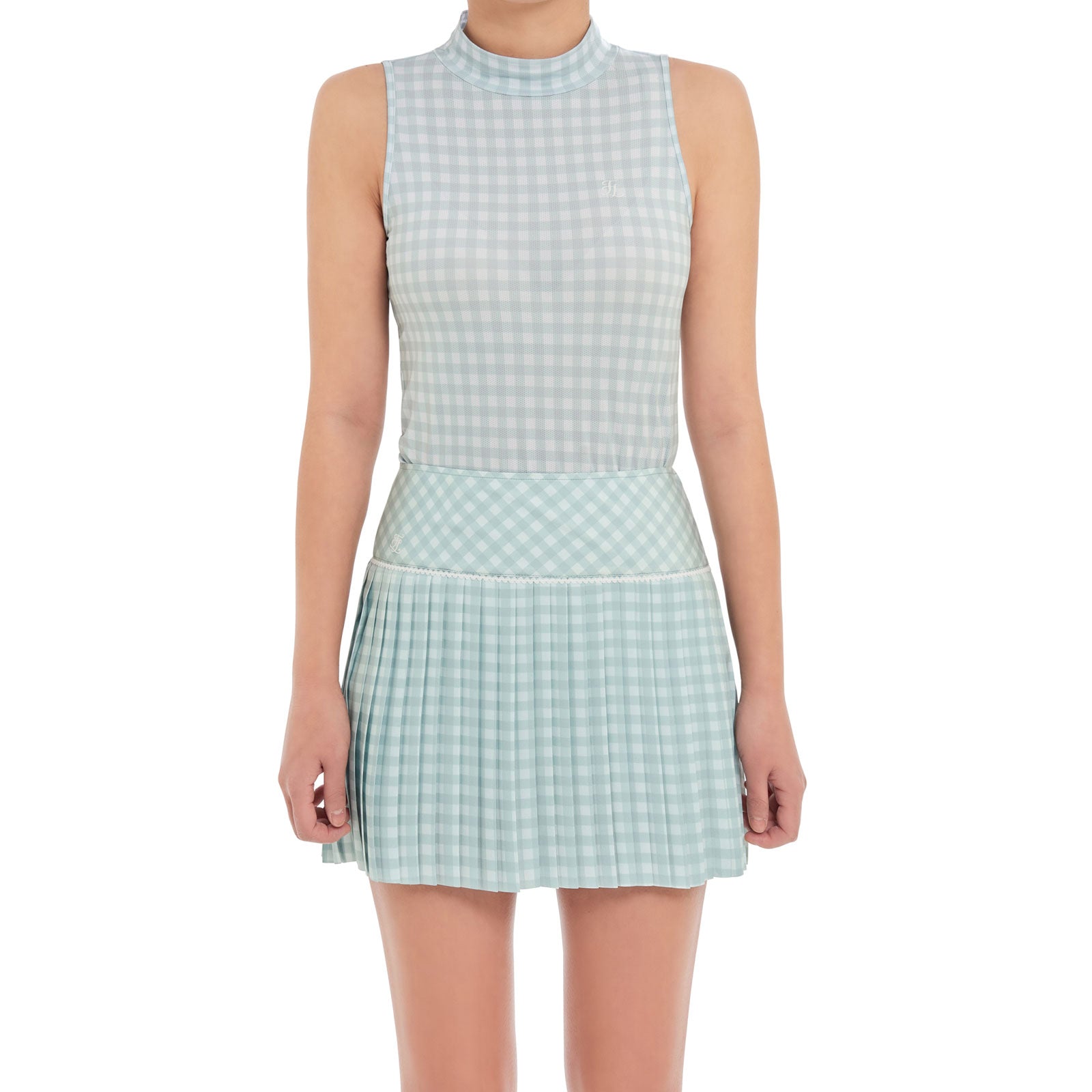 Gingham Sleeveless Turtleneck (Gingham (Mint))