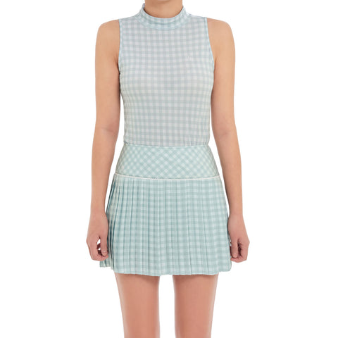 Gingham Sleeveless Turtleneck (Gingham (Mint))