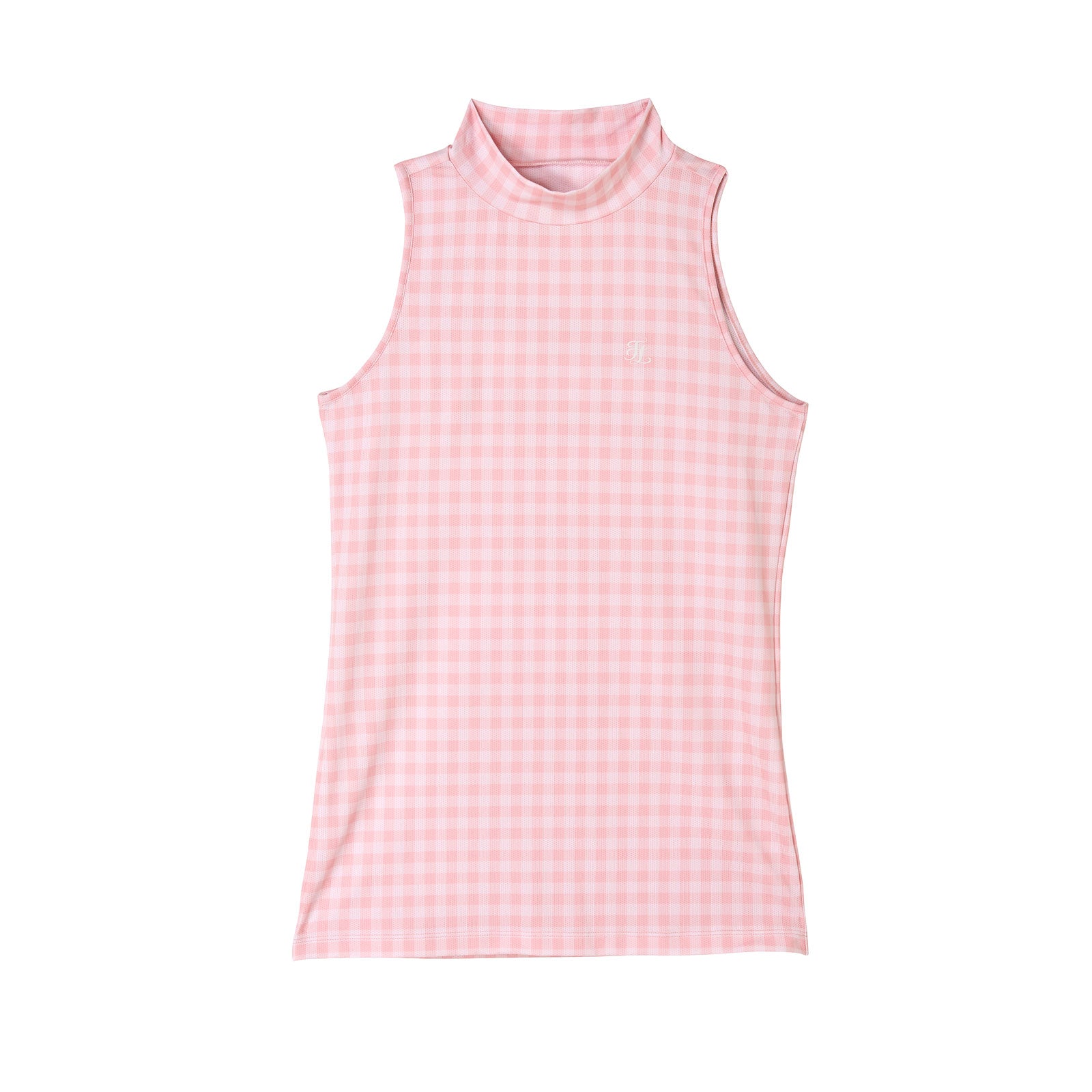 Gingham Sleeveless Turtleneck (Gingham Pink)